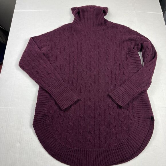 Polo Ralph Lauren Sweaters - Polo Ralph Lauren Wool Cashmere Turtleneck Sweater Maroon Cozy Cable Knit M FUZZ